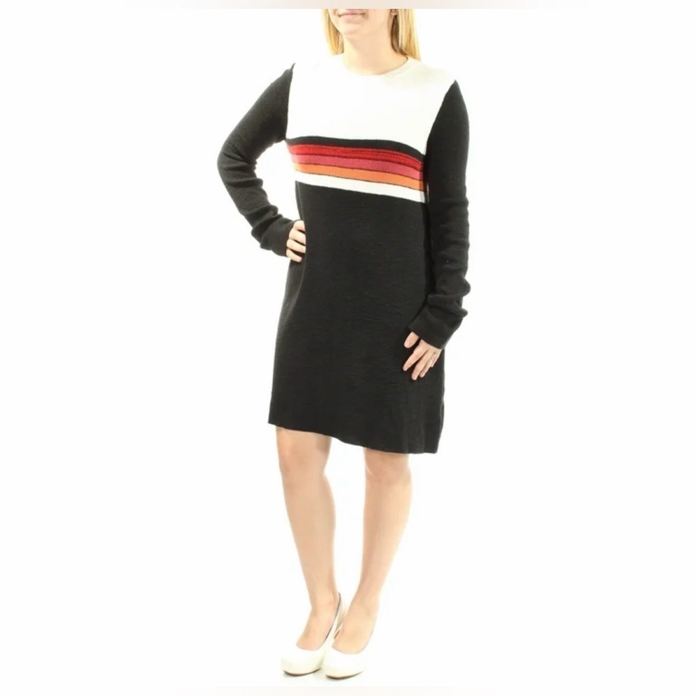 Free People Black and White Long Sleeve Dress with Stripes size M - Picture 3 of 9